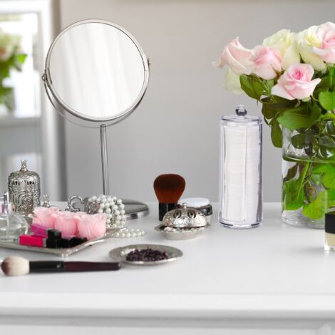 Dispenser Per Dischetti Di Cotone Trasparente - Organizer Da Bagno Con Coperchio, 20x7cm