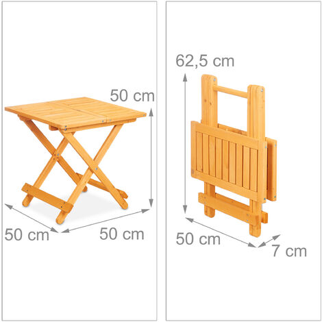 Relaxdays Tavolino Pieghevole, Semicerchio, Balcone e Giardino, Legno di  Abete, Outdoor, HxLxP: 74x80x50 cm, Marrone