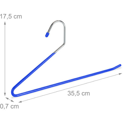 100x Grucce Appendiabiti, Set da 100, Stampelle Antiscivolo per Pantaloni e  Gonne, Appendini, L: 35,5 cm, Blu