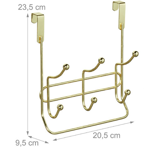 5x Appendiabiti da Porta, 6 Ganci, da Appendere, Attaccapanni per  Corridoio, Camera, Bagno, 20x40x9 cm, Ramato