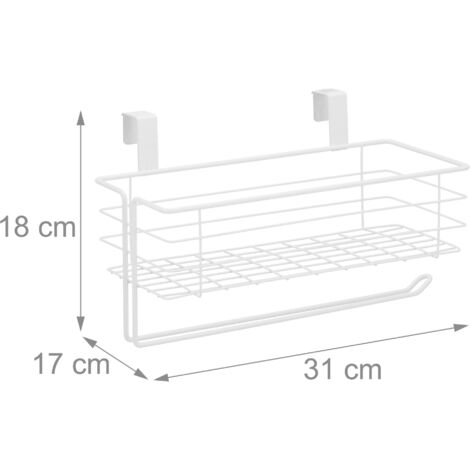 1x Portaspezie da Appendere, Mensola con Portasciugamani, Cucina & Bagno,  Portascottex, HLP: 18x31x17cm, Nero