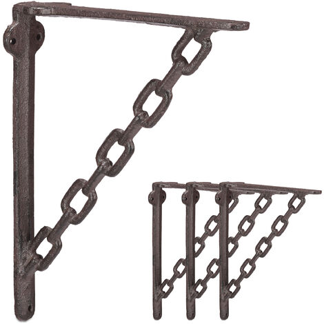 4x Staffe a Chain per Mensole, Set da 4, Stile Antico, Stile a