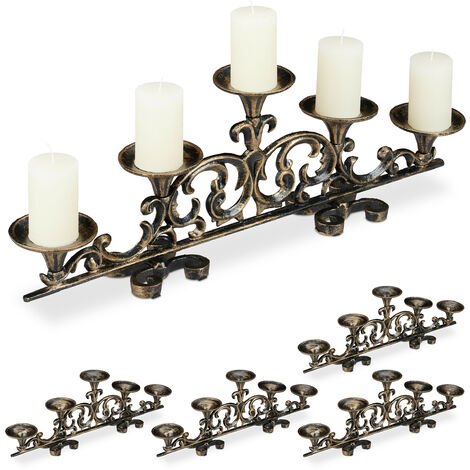 5x Portacandele Antico, a 5 Bracci Candelabro, Shabby Chic