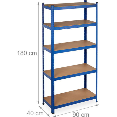 Relaxdays Scaffale in Metallo, Capacità fino a 875 kg, 180x90x40 cm ca.,  Scaffalatura ad Alta Portata