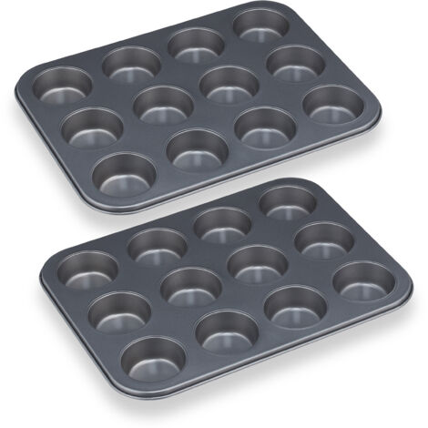 PREMIER Housewares Teglia Per 12 Cupcake Antiaderente Con Coperchio - Stampi Per Muffin, Dimensioni 43x30x9cm