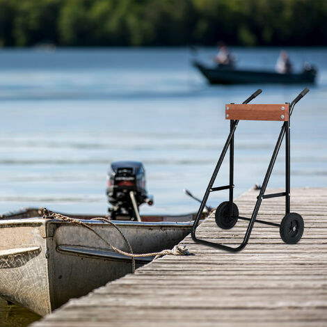 Carrello/Supporto Per Motore Fuoribordo Relaxdays - Per Trasporto E Stoccaggio, Acciaio E Legno, Portata 100 Kg