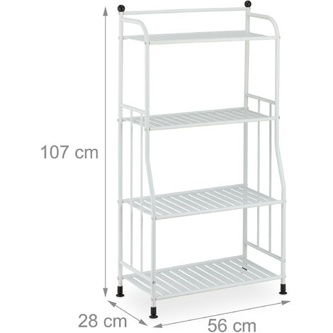 Relaxdays Scaffale in Metallo, HxLxP: 107 x 56 x 28 cm, Mobiletto Cucina e  Bagno, 4