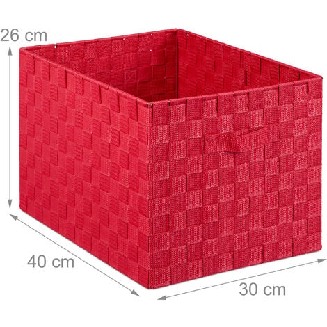 12x Cestini Porta-Oggetti, Quadrati, per lo Scaffale, Scatole a Forma di  Cubo, HxLxP: 30 x 30 x 30 cm, Rosso