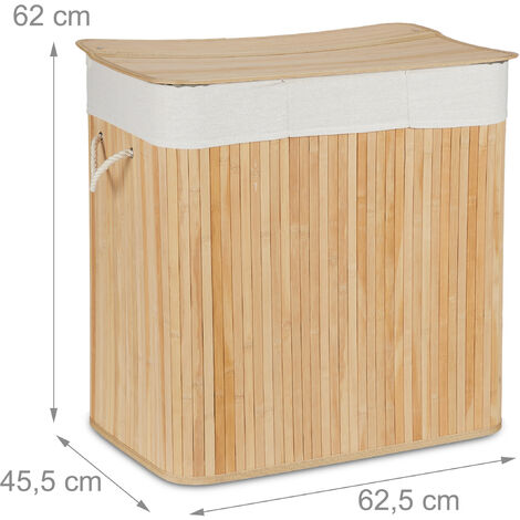 Cesto Portabiancheria In Bambù Con Sacco Estraibile - Elegante E Pratico Per Il Bagno - Foto 10