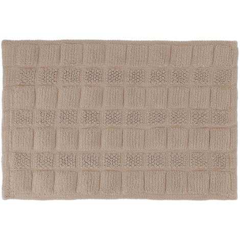 Relaxdays Tappeto da Bagno in Cotone, 60x40 cm, Antiscivolo, Lavabile, Tappetino  Doccia e Vasca, Rettangolare, Marrone