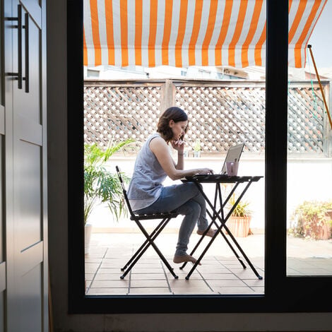 Relaxdays Tenda da Sole, Protezione per il Balcone, Regolabile, senza Forare,  a Manovella, 150 cm di