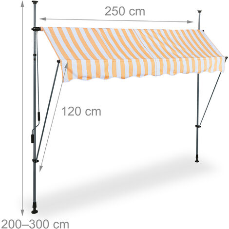 Relaxdays Tenda da Sole, Protezione per il Balcone, Regolabile, senza Fori,  Manovella, 250 x 120 cm