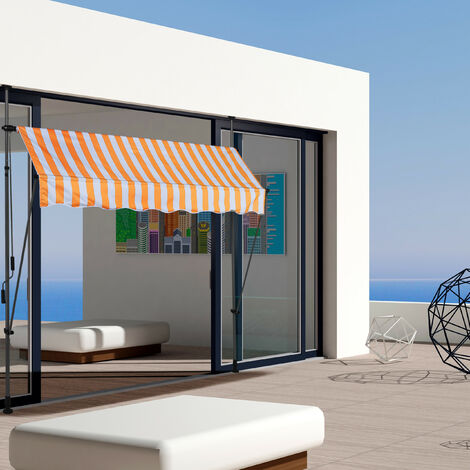 Tenda Da Sole Con Manovra Per Balcone 400x120cm - Regolabile In Altezza, Impermeabile E UV50+ - Foto 6