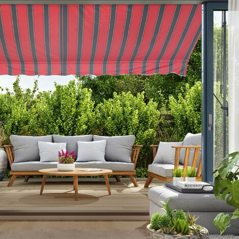 Relaxdays Tenda da Sole, Larga 400 cm, Protezione per il Balcone, Altezza  Regolabile, Senza Fori, Manovella, Rosso Nero