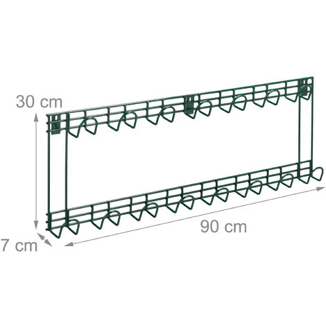 Relaxdays Porta Attrezzi da Giardino, 15 Ganci, Fino a 120 kg, Appendi  Accessori da Giardinaggio, Portaoggetti, Verde