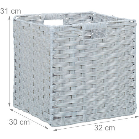 3x Cestino Portaoggetti in Plastica Doccia, Bagno o Cameretta dei Bambini,  Contenitore Intrecciato 31x32x30 cm, Bianco