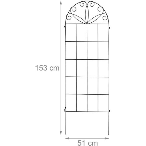 Relaxdays Grigliati per Rampicanti in Metallo, Set 2, Supporti per Piante,  Tralicci, Grigliati, HxL: 153 x 51 cm, Nero