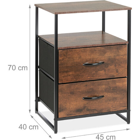 Comodino Stile Nordico, 2 Ripiani, Cassetto, Moderno, Camera da Letto, HBT: 55,5 x 40 x 35cm, bianco/naturale, Relaxdays | Leroy Merlin