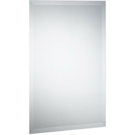 Relaxdays Specchio da Parete senza Cornice, 40x60 cm, da Appendere in Verticale o Orizzontale, Bagno Corridoio, Chiaro