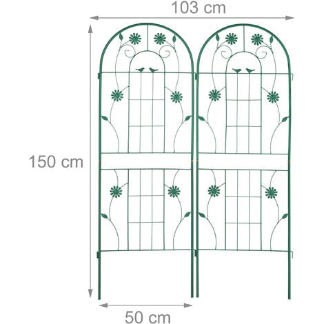 Relaxdays Grigliati per Rampicanti, Set da 2, HxL 180 x 50 cm, Supporti in  Metallo per