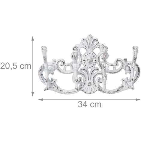 1x Appendiabiti da Parete Vintage, 4 Ganci Attaccapanni, Stile Rustico in  Ghisa, HLP 20,5 x 34 x 12,5 cm, marrone