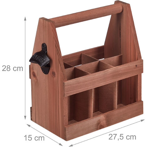 Porta birra in legno per 6 bottiglie con apribottiglie laterale - Italia