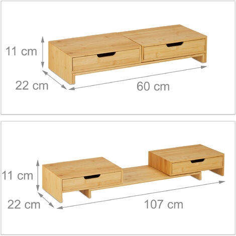 Supporto per Monitor, Rialzo per Schermo con 7 Scomparti, Stand Computer Portatile, 8,5x60x30 cm, Naturale, Relaxdays | Leroy Merlin