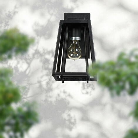 Relaxdays Lanterna per Esterni, Lampada a Parete, Acciaio e Vetro, Applique, Moderna, Giardino e Veranda, E27, Nero
