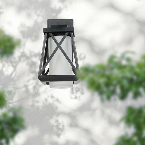 Relaxdays Lanterna per Esterni, Lampada a Parete, Acciaio, Vetro, Applique, Moderna, Giardino, Terrazza, IP44, E27, Nero