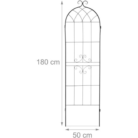 Set 2 Supporti Rampicanti Relaxdays In Ferro Nero - Misure 180x50x1,5 Cm Ciascuno, Tralicci Decorativi Ad Incastro, Per Piante, Giardino, Privacy, Resistenti Alle Intemperie
