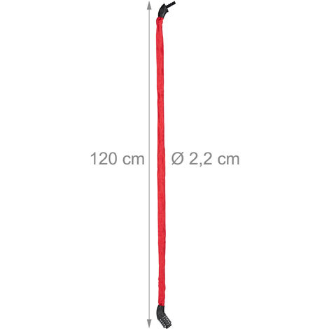 1x Lucchetto a Combinazione per Bicicletta, Catenaccio Sicurezza con Codice  a 5 Cifre, in Acciaio, 120 cm, Rosso