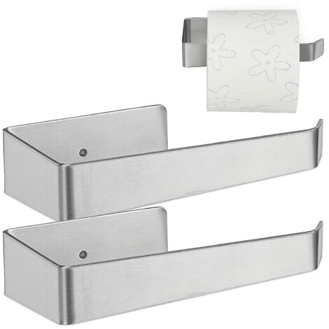 2x Porta Rotolo Autoadesivo, Per Carta Igienica, Senza Trapano, Opaco