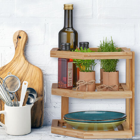 relaxdays organizer bamboe - 3 vakken - voor op het bureau