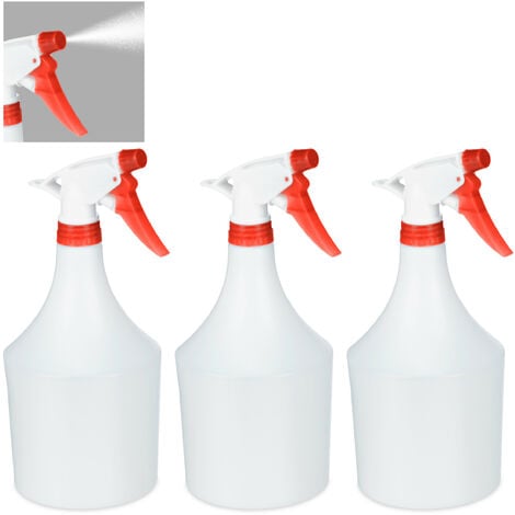 3x Bottiglie Spray, Set, Erogazione Regolabile, 1 Litro, Vaporizzatore, Nebulizzatore  Piante, Rosso