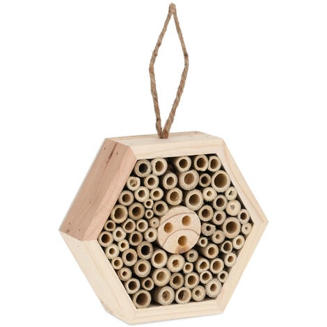 Casetta Per Insetti Relaxdays - Hotel In Legno Per Api E Vespe, 20x17x8,5 Cm