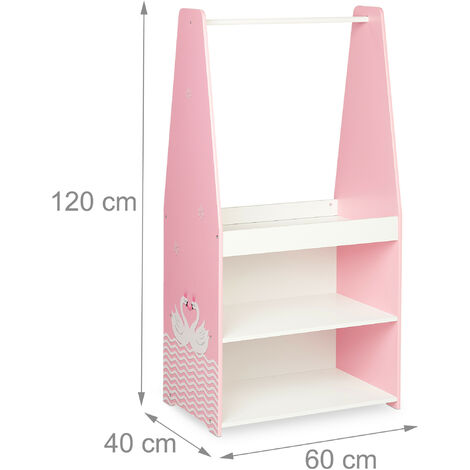 Relaxdays Stand Appendiabiti per Bambini, 3 Scomparti, Guardaroba a Giorno, MDF  e Legno, HLP: 120x60x40 cm