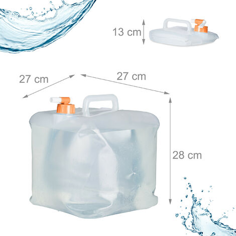 Relaxdays Tanica Pieghevole, Set 4 Contenitori, Rubinetto,Coperchio Svitabile, Manico, BPA-free, 20 L, Trasparente/rosso - 2