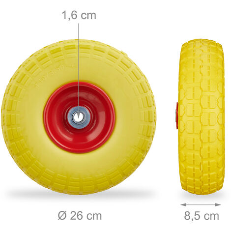 8x Ruote per Carrello, Pneumatici in Gomma Antipanne, 4.1/3.5-4, Asse 16mm,  fino a 150
