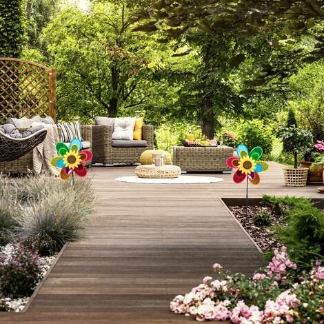 Girandola A Forma Di Fiore – Diametro 28 Cm, In Poliestere E Fibra Di Vetro, Decorazione Da Giardino E Esterno Per Bambini E Patio