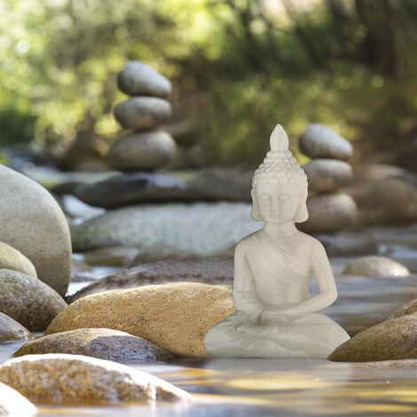 Relaxdays Statua del Buddha Seduto, Figura H:17 cm, per Interni ed Esterni,  Resistente alle Intemperie