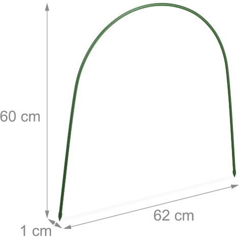 Relaxdays Archi per Tunnel da Coltivazione, Set da 6, Costruzione Individuale, Acciaio Plastificato, HL: 60x62 cm, Verde