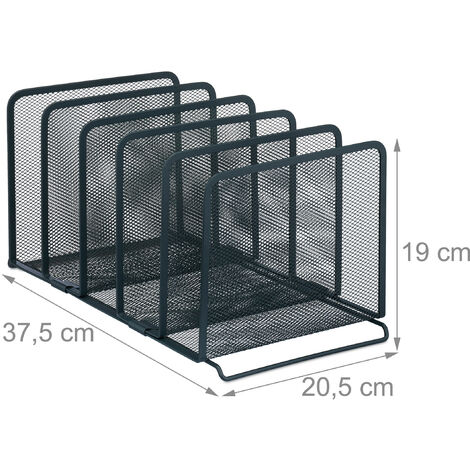 Relaxdays Portalettere da Scrivania, Portadocumenti, 5 Scomparti, Design a  Rete, HLP 19x20,5x37,5 cm, Acciaio