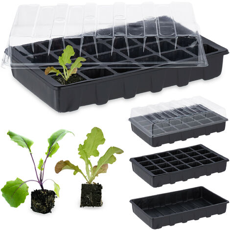 2 Mini Serre Da Germinazione Relaxdays - Con 13 Alveoli, Coperchio, Ideali Per Semi E Piantine