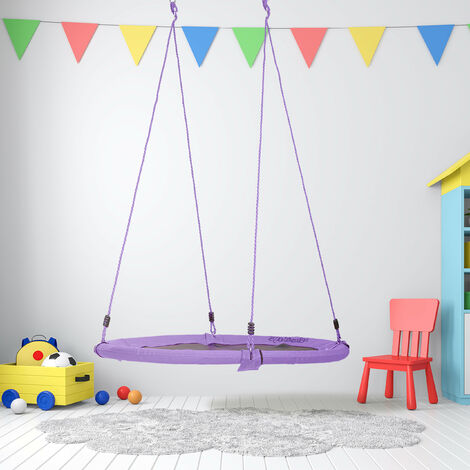 Relaxdays Altalena a Nido, Dondolo per il Giardino, per Bambini e Adulti, Ø  110 cm, Regolabile, fino a 100 Kg, Nero Blu