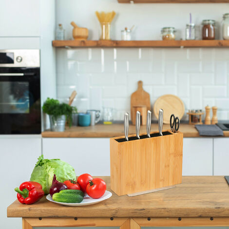 Portacoltelli In Bamb&ugrave; Per Cassetto - Organizza 7 Coltelli In Sicurezza, Design Naturale