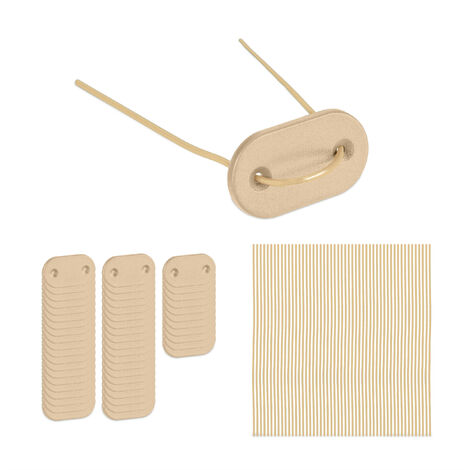 Relaxdays Kit per Il Fissaggio Telo Frangivista, Set Piastre di Montaggio e 52 Aste in Filo Metallico, Beige