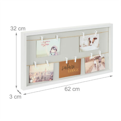 Bildershop-24 Cornice ATHEN Con Corda E 20 Mollette In Legno – 42x59,4 Cm, Argento Anticato E Passepartout Nero