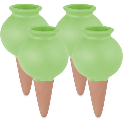 Sfere Per Irrigazione Automatica Relaxdays 2 Pezzi | Annaffiatoi In Vetro Per Piante In Vacanza | 350 Ml, Verdi