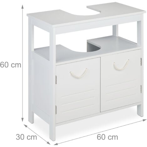 Mobile Bagno Relaxdays In Legno E Bamb&ugrave; - Sottolavabo Con Ante, Ripiano Regolabile, 60x60x30 Cm