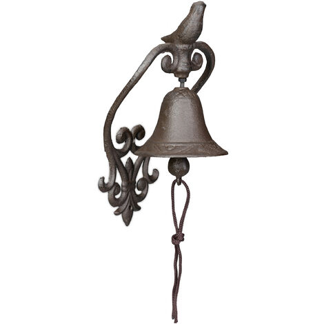 Moritz Campana da parete in ghisa, motivo pecora, capra, 32 cm, altezza campanella in stile anticato, colore: marrone